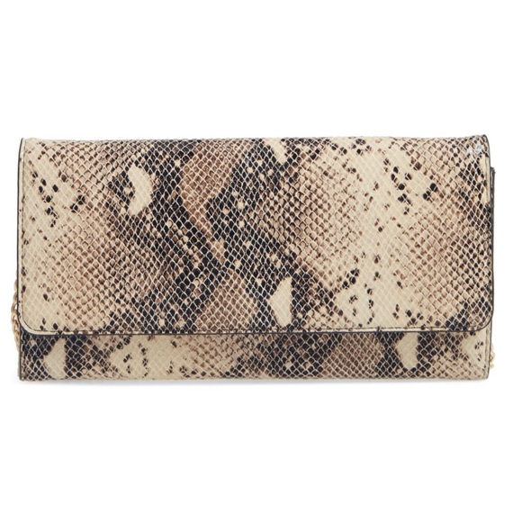 Nordstrom Snake Embossed Leather Clutch NWT - Picture 1 of 16